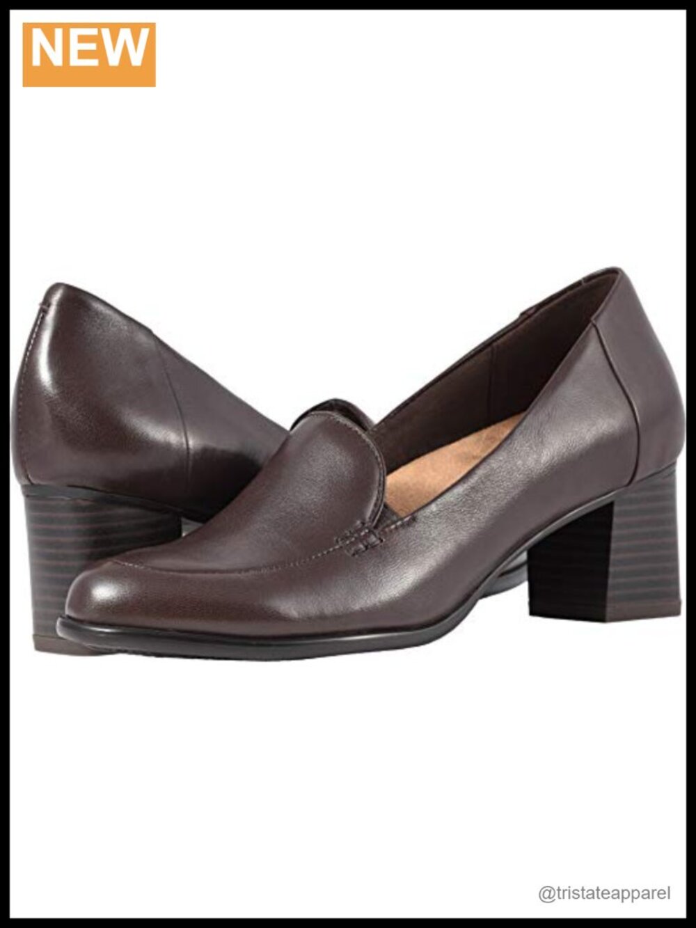Trotters Quincy Leather Pump Block Heel Closed Toe Pull-On